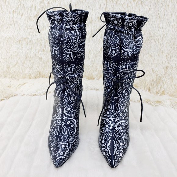 Madness Drawstring 4" Stiletto High Heel Mid Calf Boots - Picture 12 of 12